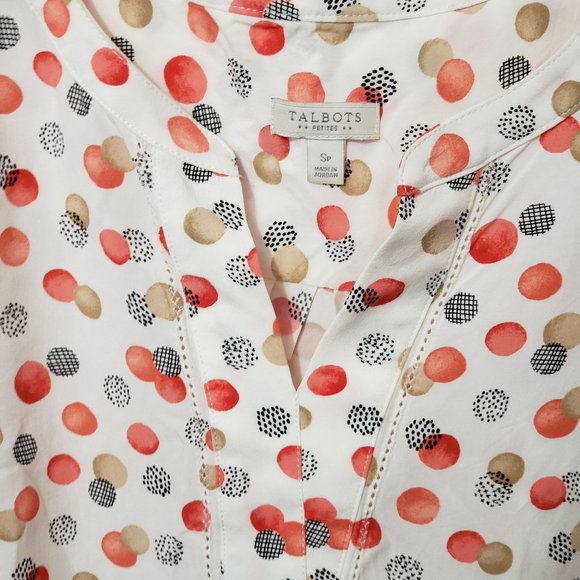 Talbots V Front Neck Short Sleeve Blouse Size Small Petite - Picture 3 of 7